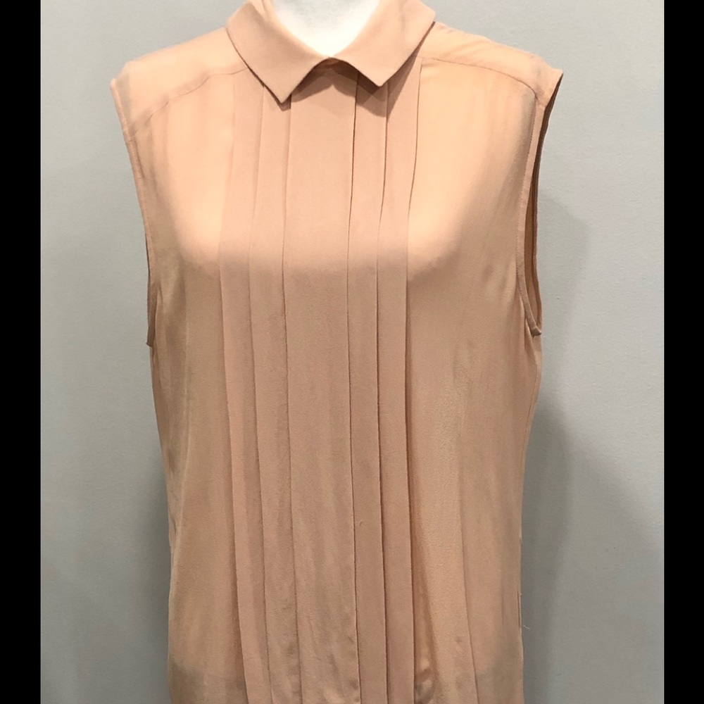 Blush Pink Sleeveless Pleated Blouse. Size 38